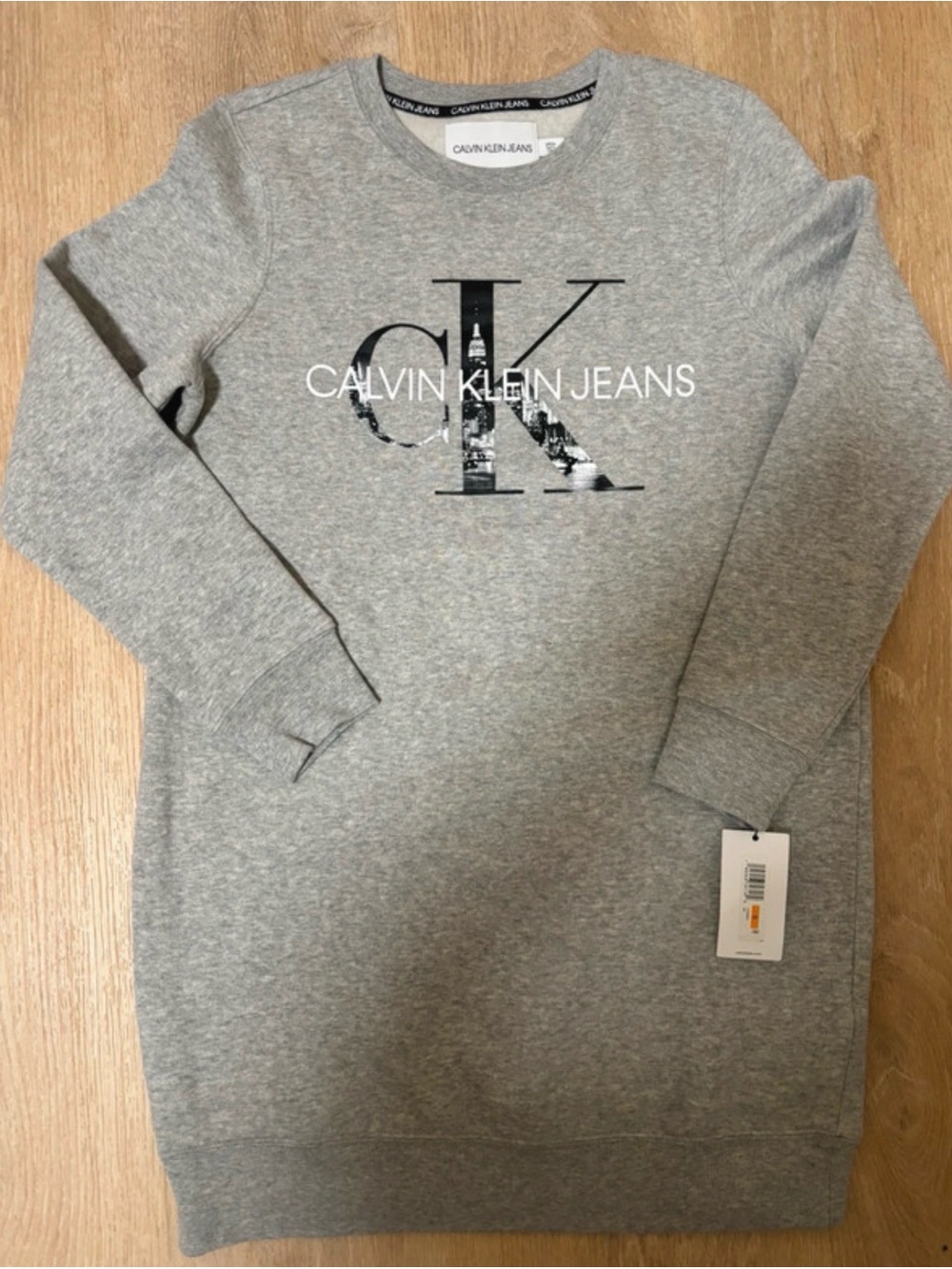 Calvin Klein Jeans Grey Logo Sweatshirt Dress